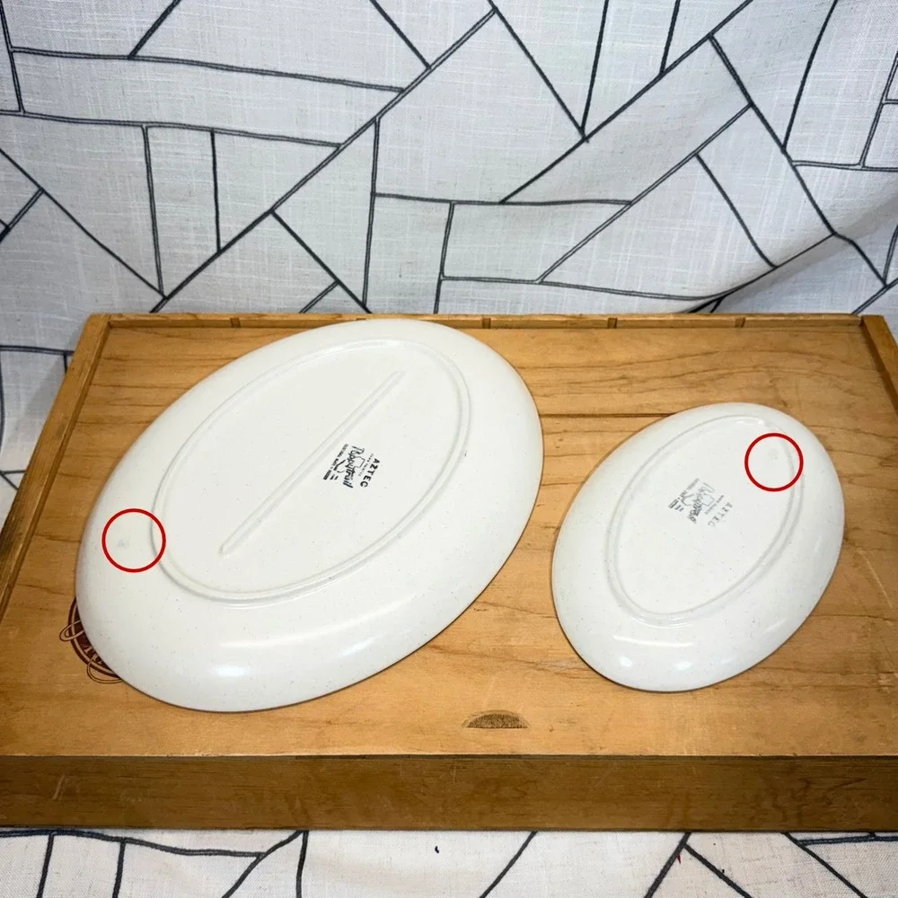 Metlox Poppytrail Aztec Poppy MCM Oval‎ Platter & Serving Dish Set California